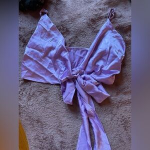 Women's Purple Tie-Front Top
